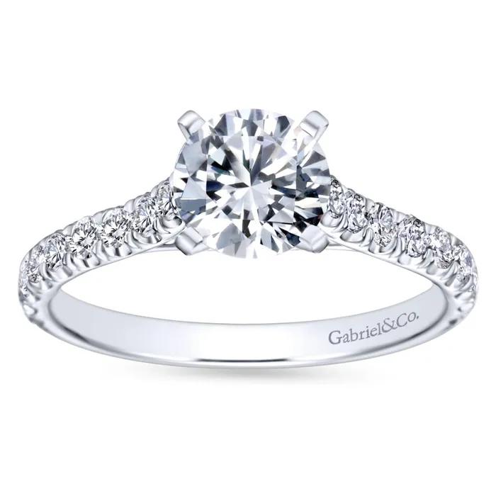 Rings Gabriel Bridal Collection White Gold Diamond Straight Engagement Ring with Bold Diamond Accent Shank 054 ctw International Diamond Center Rings Gabriel Bridal Collection White Gold Diamond Straight Engagement Ring with Bold Diamond Accent Shank 054 ctw International Diamond Center