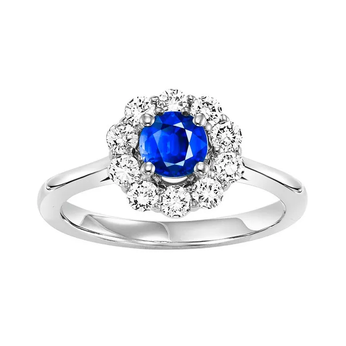 Rings International Diamond Center 14K White Gold Color Ens Halo Prong Sapphire Ring 12CT Rings International Diamond Center 14K White Gold Color Ens Halo Prong Sapphire Ring 12CT