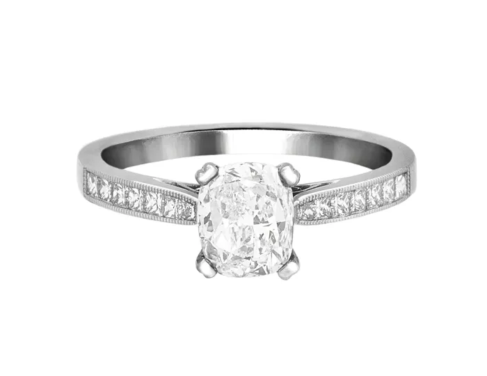 Rings International Diamond Center Complete Rings White Gold with 1 CTW Cushion Diamond Diamond Center Stone Classic Engagement Ring Rings International Diamond Center Complete Rings White Gold with 1 CTW Cushion Diamond Diamond Center Stone Classic Engagement Ring
