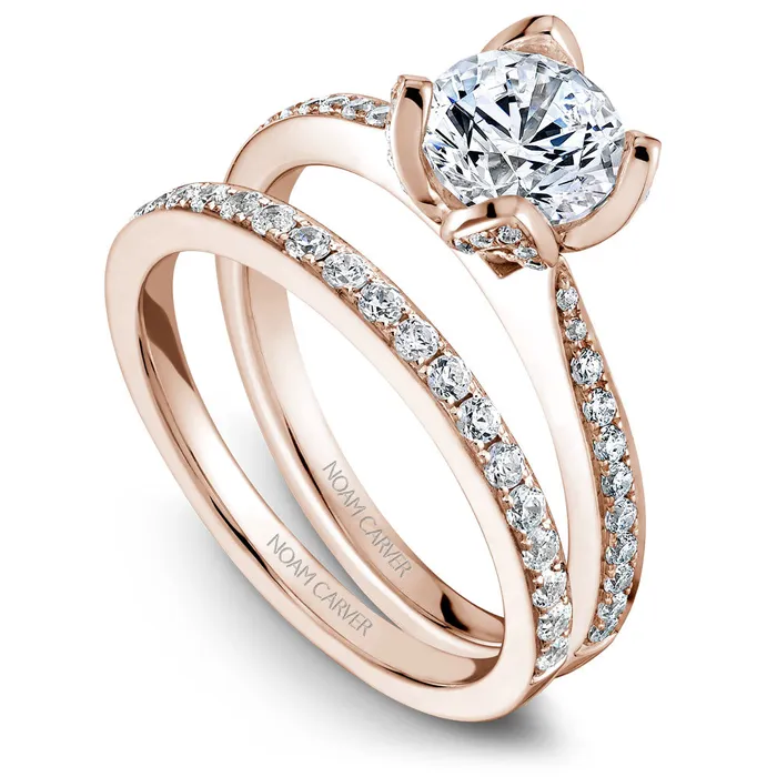 Rings International Diamond Center Noam Carver Rose Gold Diamond Engagement Ring Setting with Flower Crown 031 CTW Rings International Diamond Center Noam Carver Rose Gold Diamond Engagement Ring Setting with Flower Crown 031 CTW