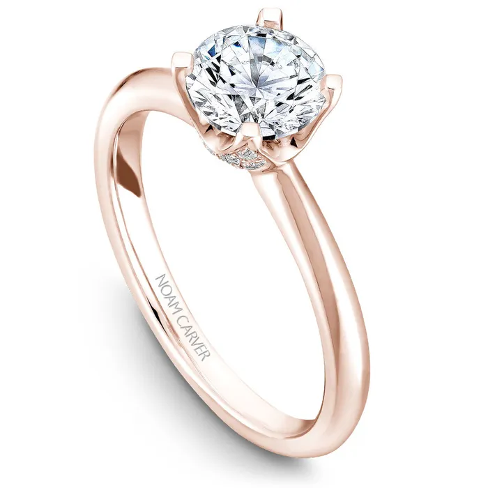 Rings International Diamond Center Noam Carver Rose Gold Solitaire Engagement Ring Setting with Diamond Crown 013 CTW Rings International Diamond Center Noam Carver Rose Gold Solitaire Engagement Ring Setting with Diamond Crown 013 CTW