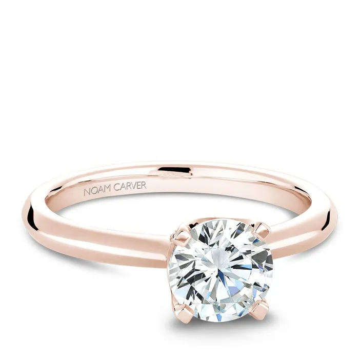 Rings International Diamond Center Noam Carver Rose Gold Solitaire Engagement Ring Setting with Diamond Crown 013 CTW