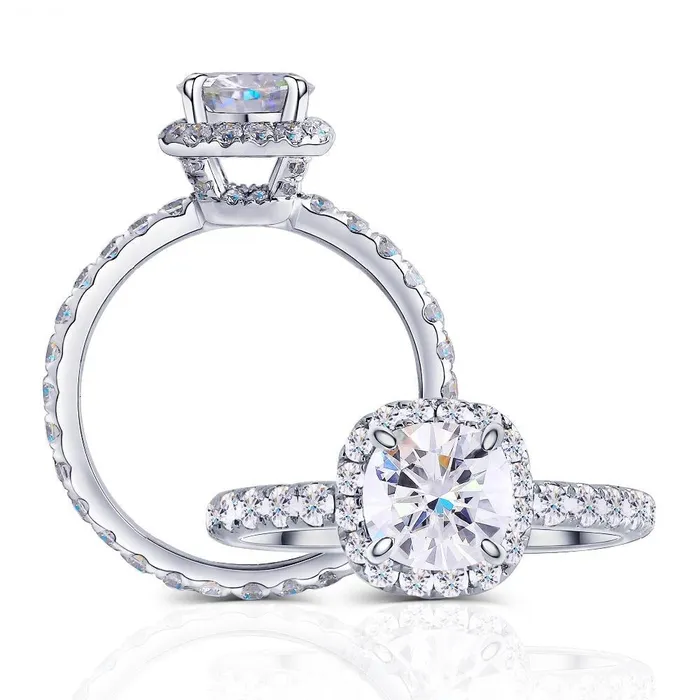 Rings Luxus Moissanite Rings Jewelry Engagement Ring 10k White Gold Halo Moissanite Ring 1ct Center Stone Rings Luxus Moissanite Rings Jewelry Engagement Ring 10k White Gold Halo Moissanite Ring 1ct Center Stone