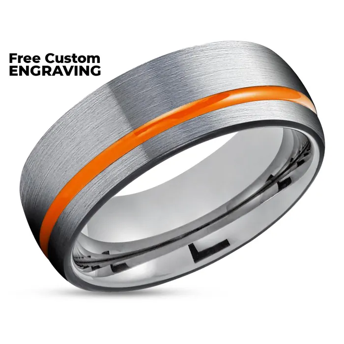 Rings Orange Tungsten Wedding Band Black Tungsten Wedding Ring Gray Tungsten Gunmetal Clean Casting Jewelry