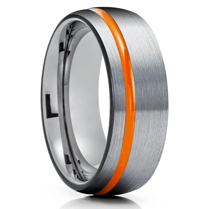Rings Orange Tungsten Wedding Band Black Tungsten Wedding Ring Gray Tungsten Gunmetal Clean Casting Jewelry