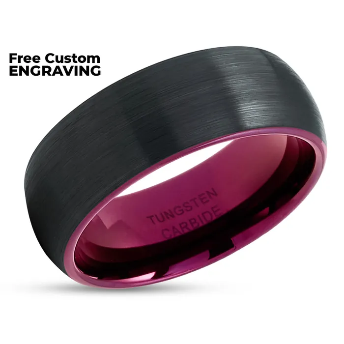 Rings Purple Tungsten Wedding Band Purple Tungsten Ring Black Tungsten Band Clean Casting Jewelry