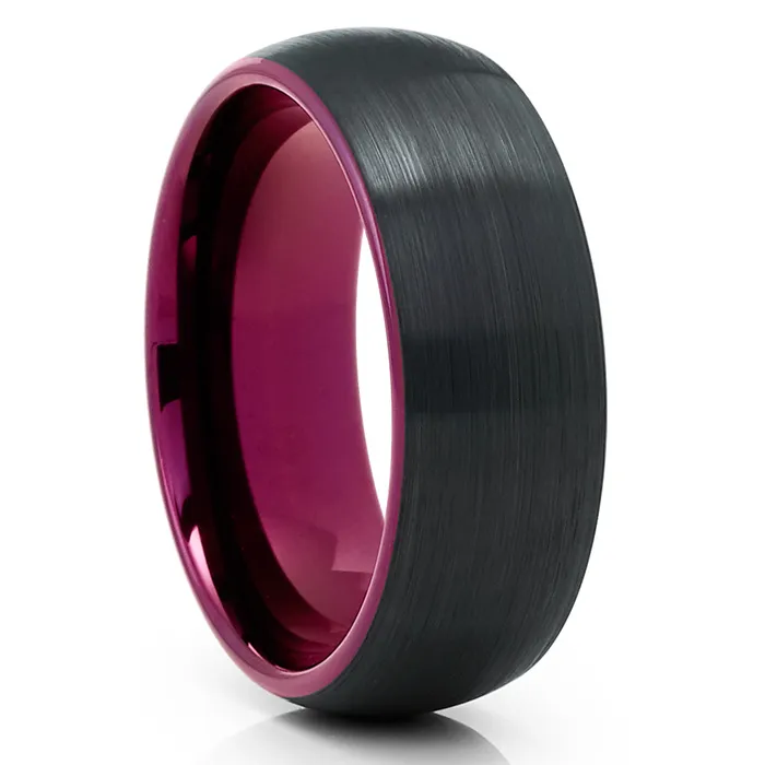 Rings Purple Tungsten Wedding Band Purple Tungsten Ring Black Tungsten Band Clean Casting Jewelry