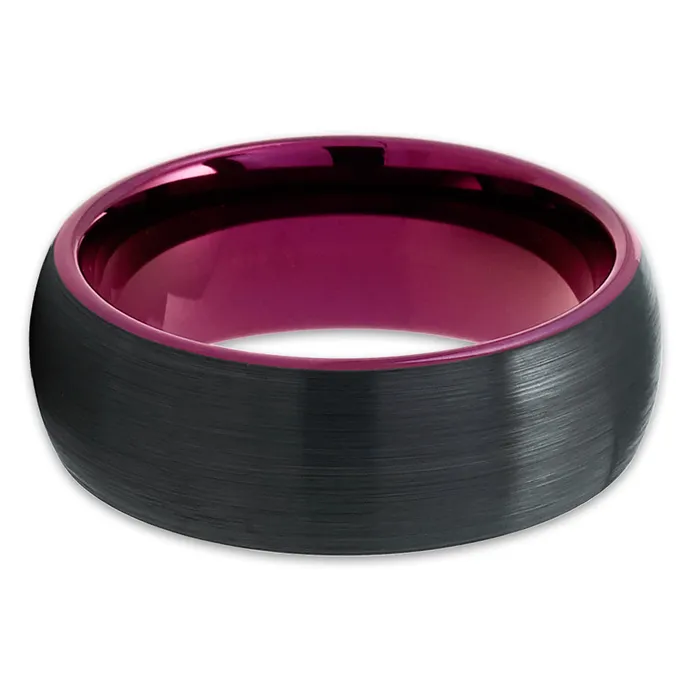 Rings Purple Tungsten Wedding Band Purple Tungsten Ring Black Tungsten Band Clean Casting Jewelry