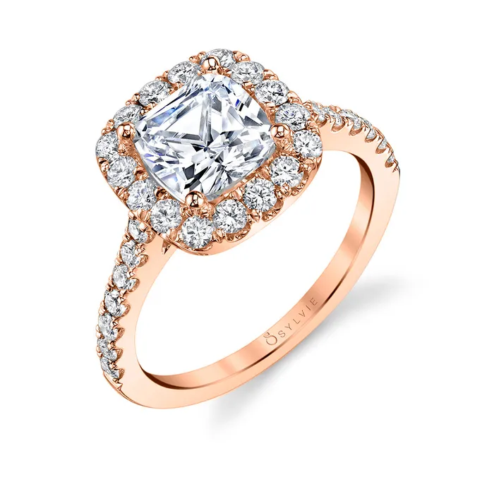 Rings Shop IDC estore Sylvie Jacalyn Classic Cushion Halo Engagement Ring Setting