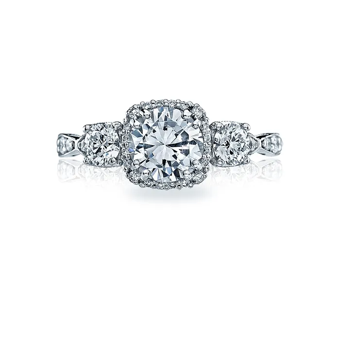 Rings Tacori 18k White Gold Dantela Round Diamond Engagement Ring Setting 06 CTW International Diamond Center Rings Tacori 18k White Gold Dantela Round Diamond Engagement Ring Setting 06 CTW International Diamond Center