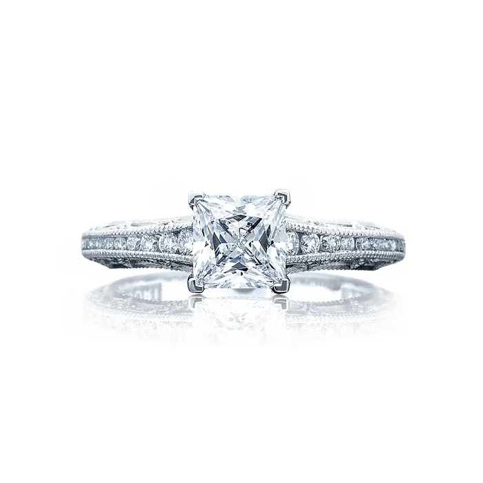 Rings Tacori 18k White Gold Reverse Crescent Princess Diamond Engagement Ring Setting 025 CTW International Diamond Center Rings Tacori 18k White Gold Reverse Crescent Princess Diamond Engagement Ring Setting 025 CTW International Diamond Center