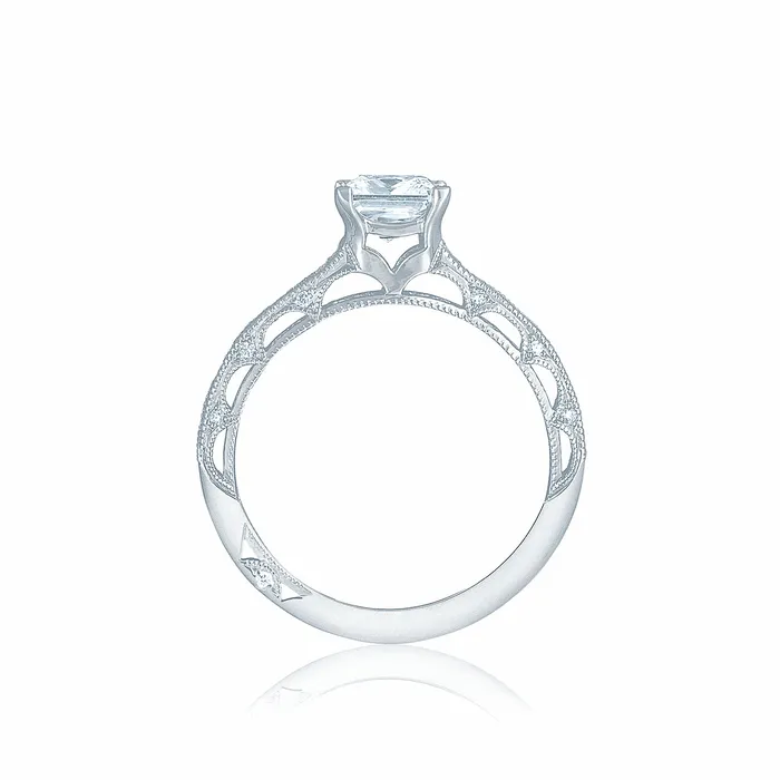 Rings Tacori 18k White Gold Reverse Crescent Princess Diamond Engagement Ring Setting 025 CTW International Diamond Center Rings Tacori 18k White Gold Reverse Crescent Princess Diamond Engagement Ring Setting 025 CTW International Diamond Center