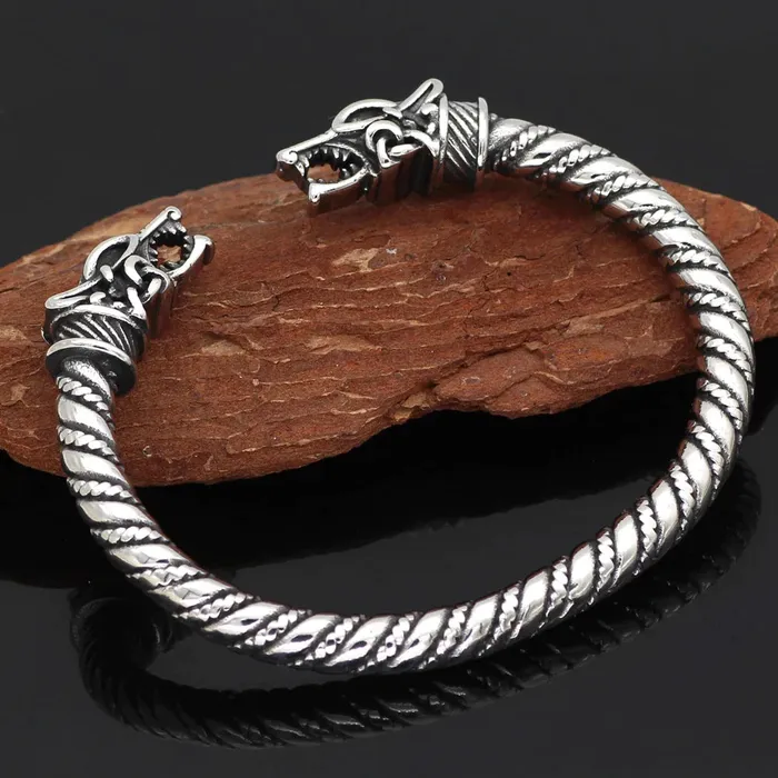 Rings VikingStore Wolf Head Twisted Viking Arm Ring