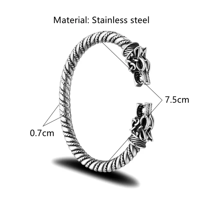 Rings VikingStore Wolf Head Twisted Viking Arm Ring
