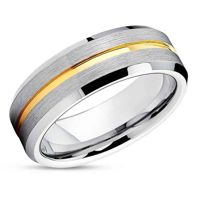 Rings Yellow Gold Tungsten 7mm Tungsten Wedding Band Silver Brush Ring Wedding Ring Clean Casting Jewelry Rings Yellow Gold Tungsten 7mm Tungsten Wedding Band Silver Brush Ring Wedding Ring Clean Casting Jewelry