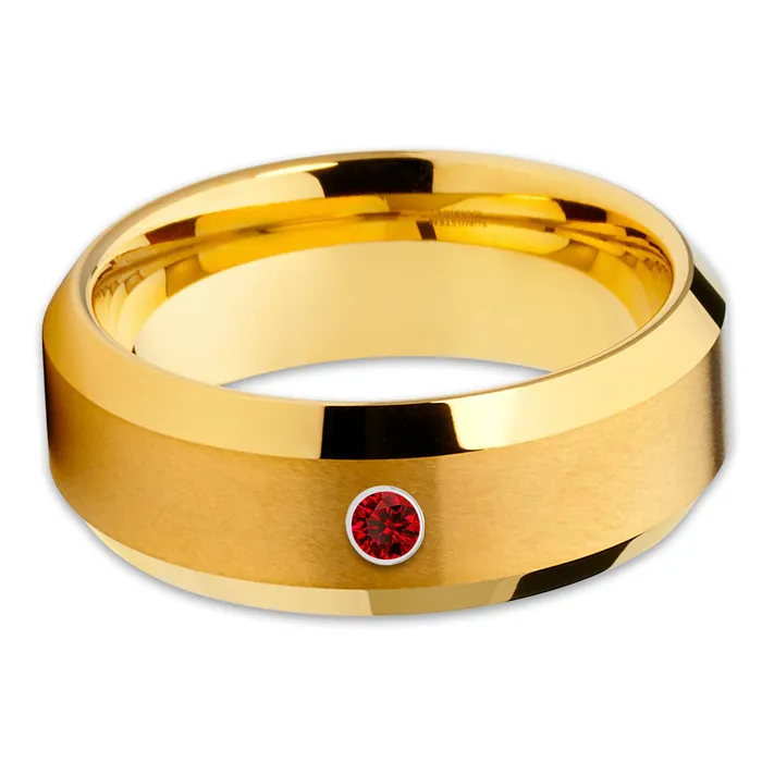 Ruby Wedding Band Tungsten Wedding Ring Yellow Tungsten Wedding Ring Wedding Band Clean Casting Jewelry Rings