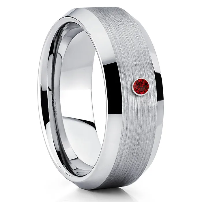 Ruby Wedding Ring Silver Tungsten Ring Tungsten Wedding Band Wedding Ring Clean Casting Jewelry Rings