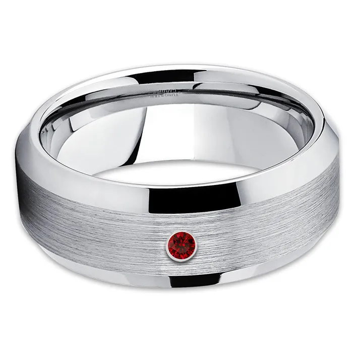 Ruby Wedding Ring Silver Tungsten Ring Tungsten Wedding Band Wedding Ring Clean Casting Jewelry Rings