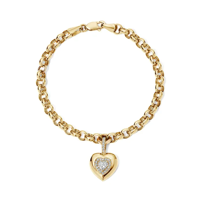 SG Fine Bracelets Mini Diamond Heart Button Bracelet
