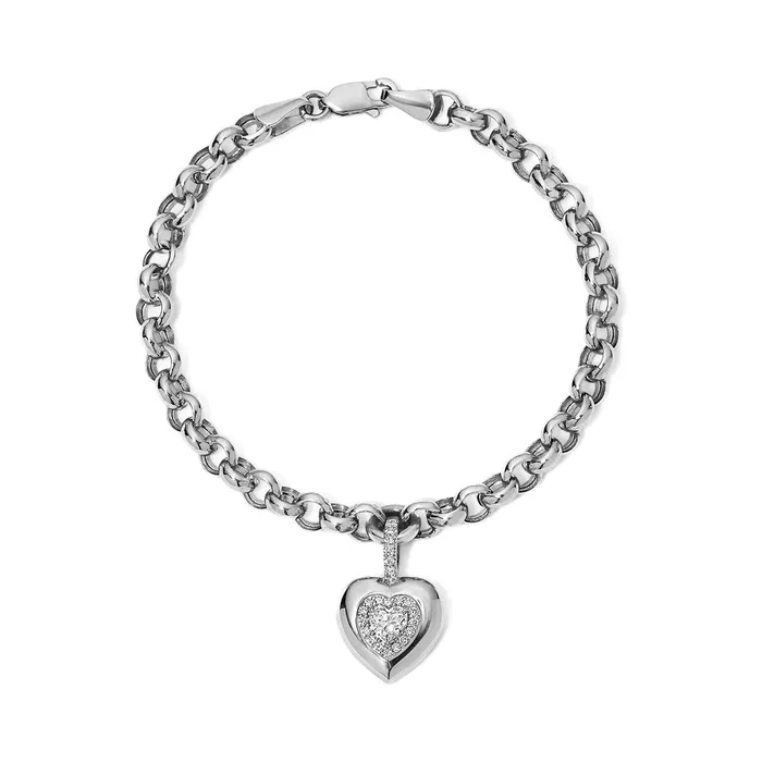 SG Fine Bracelets Mini Diamond Heart Button Bracelet