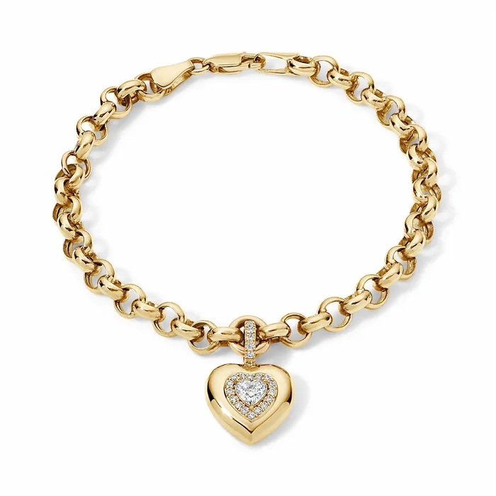 SG Fine Bracelets Mini Diamond Heart Button Bracelet