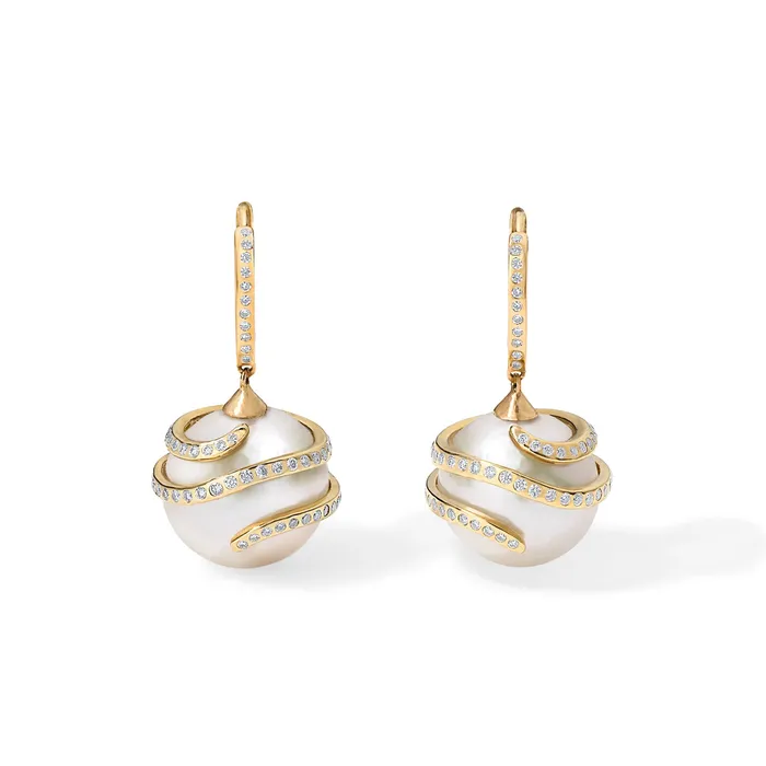 SG Fine Earrings Pearl and Pave Earrings