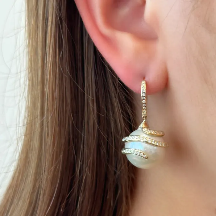 SG Fine Earrings Pearl and Pave Earrings