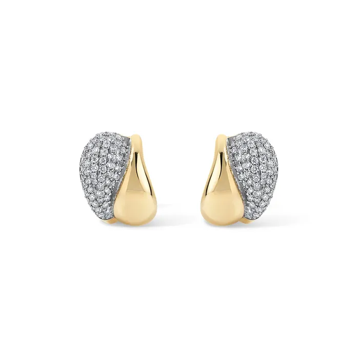 SG Fine Gold and Pave Twisted Domed Huggies PreStyled Sets
