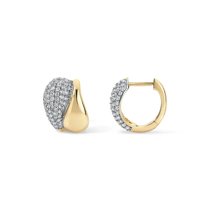 SG Fine Gold and Pave Twisted Domed Huggies PreStyled Sets