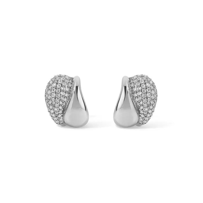 SG Fine Gold and Pave Twisted Domed Huggies PreStyled Sets