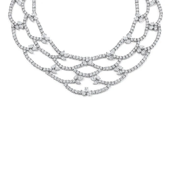 SG Vintage Necklaces Multi Row Scalloped Diamond Necklace