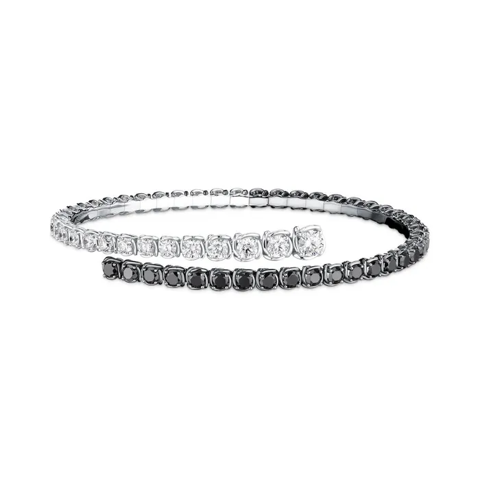 Shop IDC estore Bracelets A Link Abbracci 463 ctw Black White Diamond Bypass 18K White Gold Bracelet Shop IDC estore Bracelets A Link Abbracci 463 ctw Black White Diamond Bypass 18K White Gold Bracelet