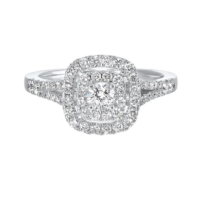 Shop IDC estore Double Halo Complete Engagement Ring 076 CTW Rings