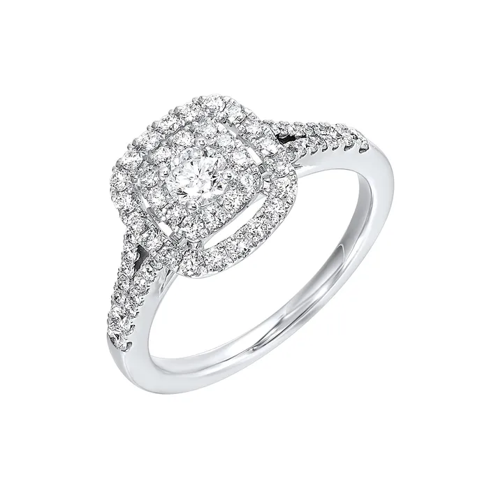 Shop IDC estore Double Halo Complete Engagement Ring 076 CTW Rings