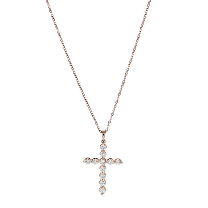Shop IDC estore Necklaces Diamond Cross Pendant 075CTW 14K Rose Gold