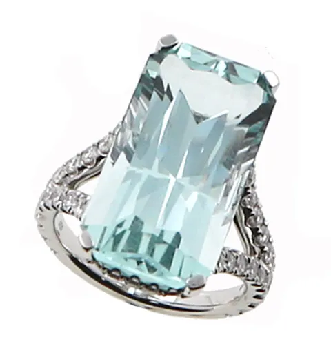 Shop IDC estore Rings Aquamarine and Diamond Fashion Ring