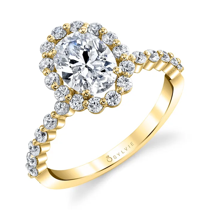 Shop IDC estore Rings Sylvie Athena Classic Halo Single Prong Engagement Ring Setting