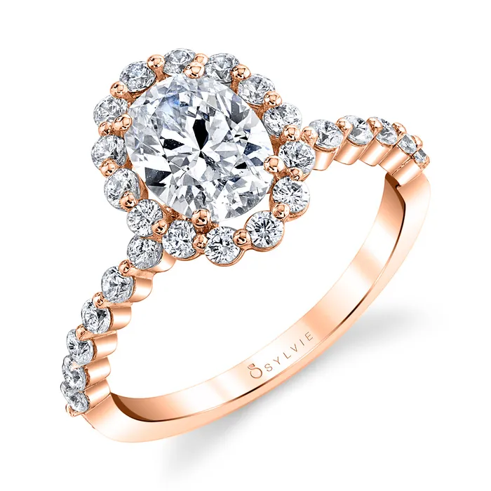 Shop IDC estore Rings Sylvie Athena Classic Halo Single Prong Engagement Ring Setting