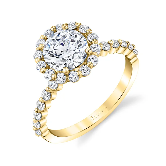 Shop IDC estore Rings Sylvie Athena Classic Halo Single Prong Engagement Ring Setting