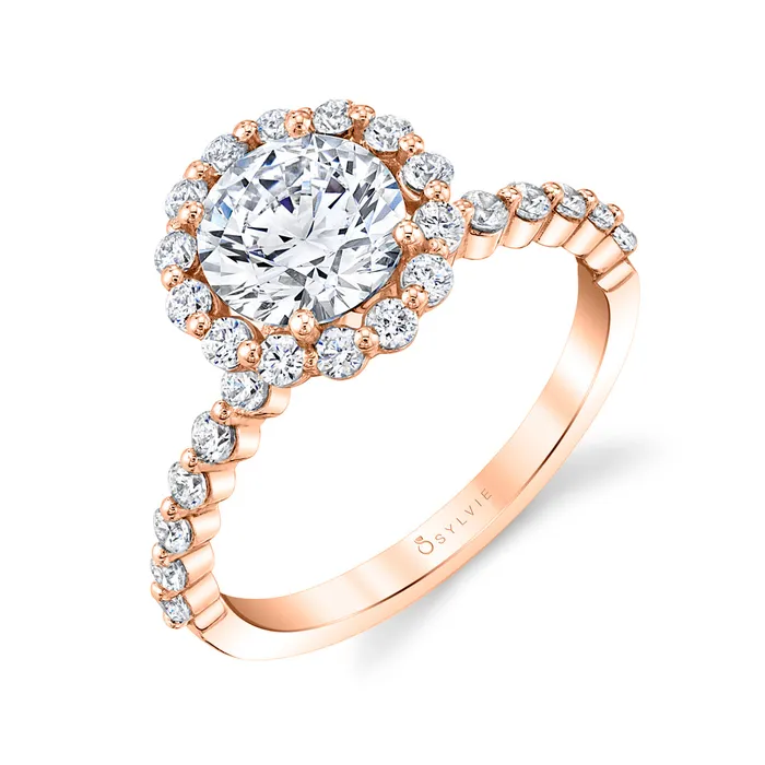 Shop IDC estore Rings Sylvie Athena Classic Halo Single Prong Engagement Ring Setting