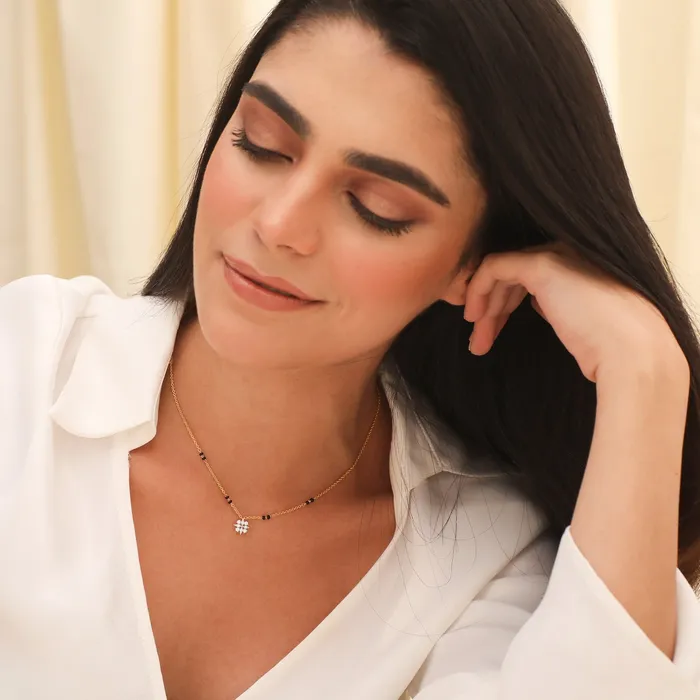 SILVER Charm Necklaces Elegant Charm CZ Silver Mangalsutra