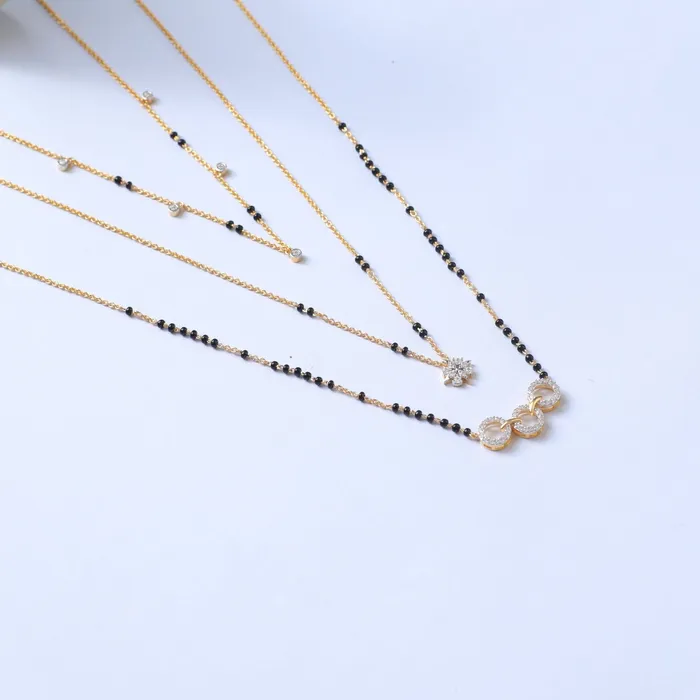 SILVER Charm Necklaces Elegant Charm CZ Silver Mangalsutra