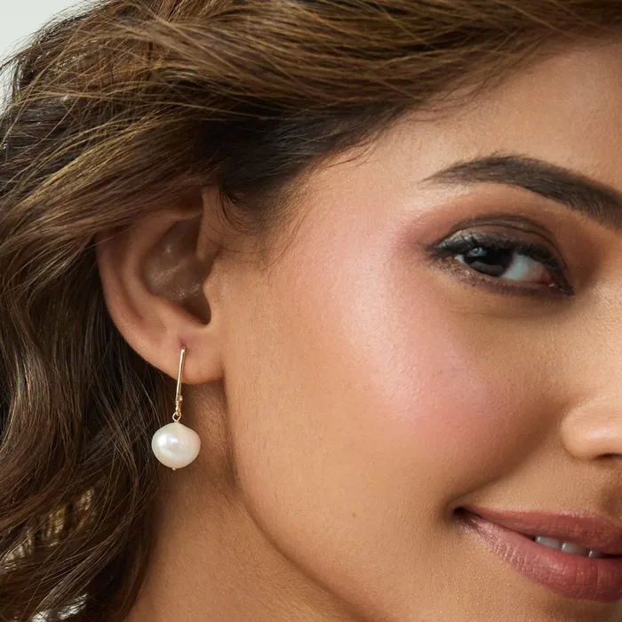 SILVER Earrings Classic Pearl Gold Plated Drop Silver Earrings
