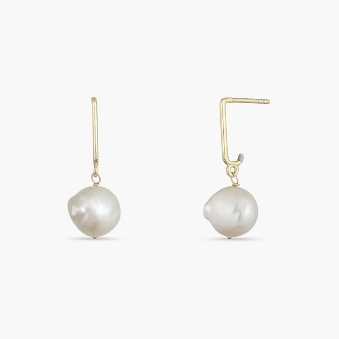 SILVER Earrings Classic Pearl Gold Plated Drop Silver Earrings