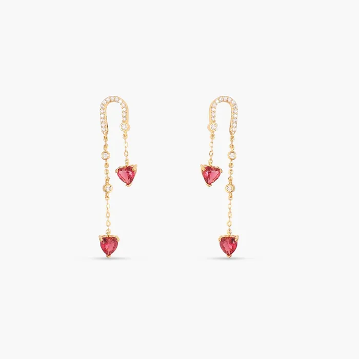 SILVER Earrings Heart CZ Charms Silver Drop Earrings