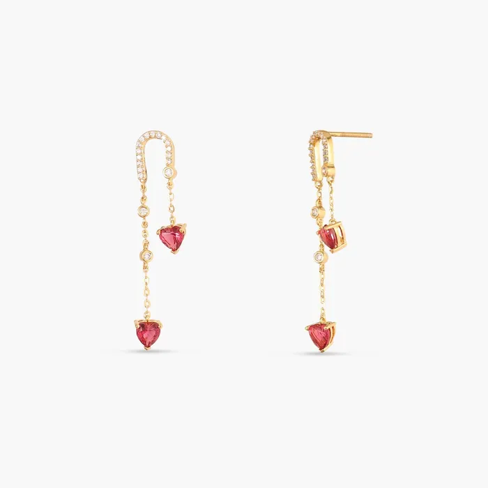 SILVER Earrings Heart CZ Charms Silver Drop Earrings