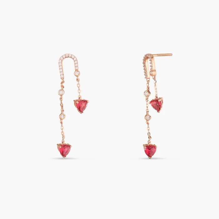 SILVER Earrings Heart CZ Charms Silver Drop Earrings