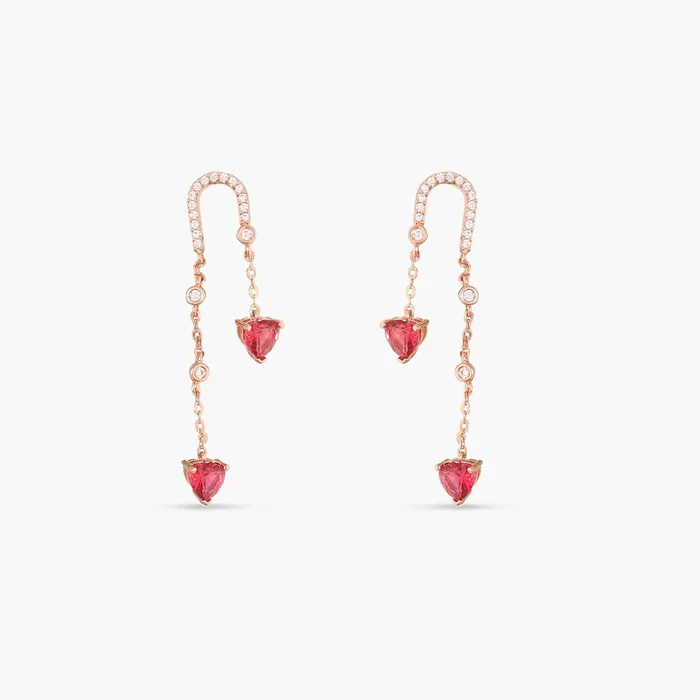SILVER Earrings Heart CZ Charms Silver Drop Earrings
