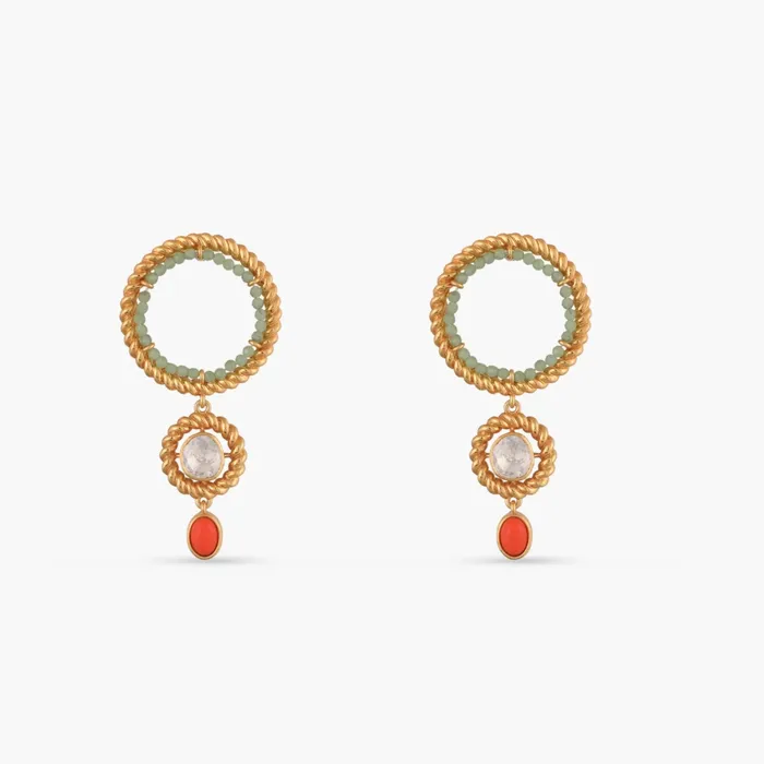 SILVER Earrings Oceanic weavers Dual ring Silver Drop Earrings