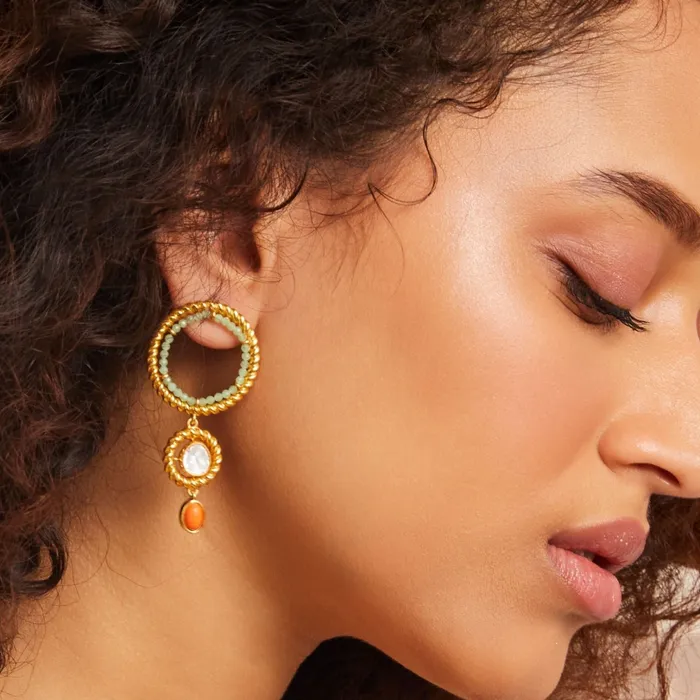 SILVER Earrings Oceanic weavers Dual ring Silver Drop Earrings